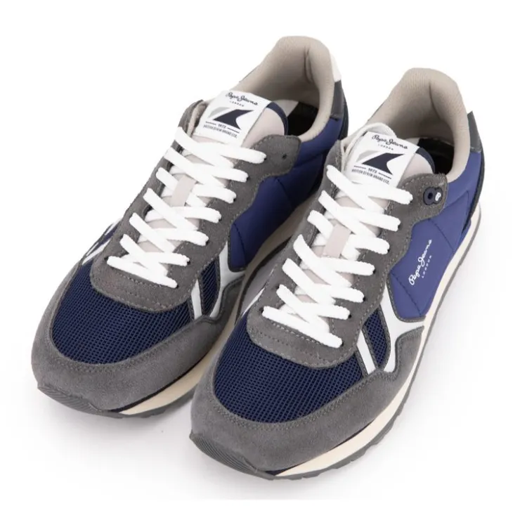 PEPE JEANS Baskets basses suédine mud bro à lacets Homme BLEU FONCE Sale