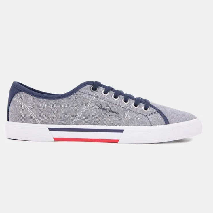 PEPE JEANS Baskets basses toile brady à lacets Homme BLEU Clearance