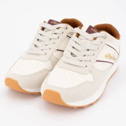 ELLESSE Baskets beige à lacets avec empiècement coloré semelle crantée Femme BLANC ECRU Discount