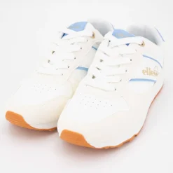 ELLESSE Baskets beige à lacets avec empiècement coloré semelle crantée Femme BLANC