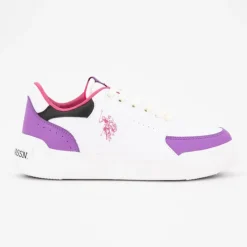 US POLO Baskets blanches basses avec lacets Femme VIOLET Outlet