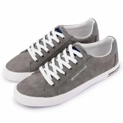 TOM TAILOR Baskets blanches en toile liseré bleu et rouge Homme GRIS Sale