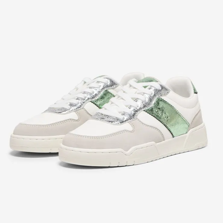 ONLY Baskets blanches Swift argenté brillant Femme VERT Outlet