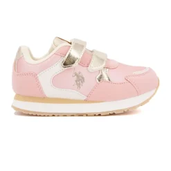 US POLO Baskets colorées à scratch similicuir Enfant ROSE Hot