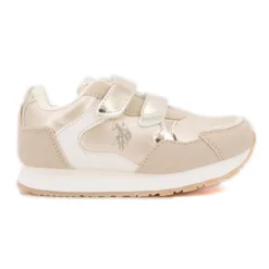 US POLO Baskets colorées à scratch similicuir Enfant BEIGE Sale