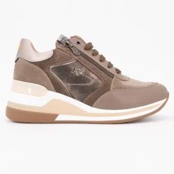 KEYS Baskets compensées à lacets cuir avec zip Femme MARRON CLAIR Hot