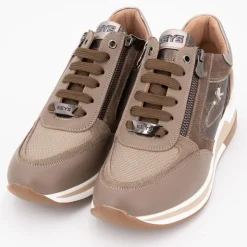 KEYS Baskets compensées à lacets cuir avec zip Femme MARRON CLAIR Hot