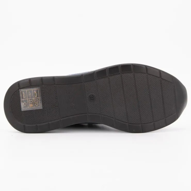 KEYS Baskets compensées à sequins cuir zip dorée avec lacets Femme BLEU FONCE