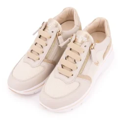 KEYS Baskets compensées cuir nuances de semelle épaisse blanche Femme sportwear BEIGE