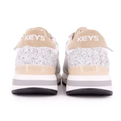 KEYS Baskets compensées cuir nuances de semelle épaisse blanche Femme sportwear BEIGE