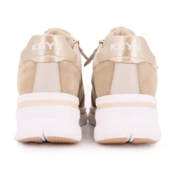 KEYS Baskets compensées cuir nuances de semelle épaisse blanche Femme sportwear BEIGE