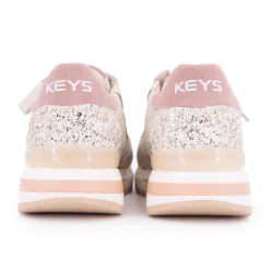 KEYS Baskets cuir à paillettes argentées avec zip Femme BEIGE Best