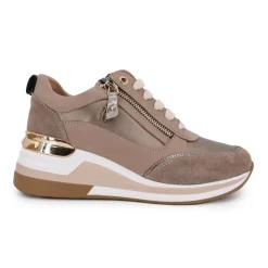 KEYS Baskets cuir compensées semelle contrastée Femme MARRON CLAIR Sale