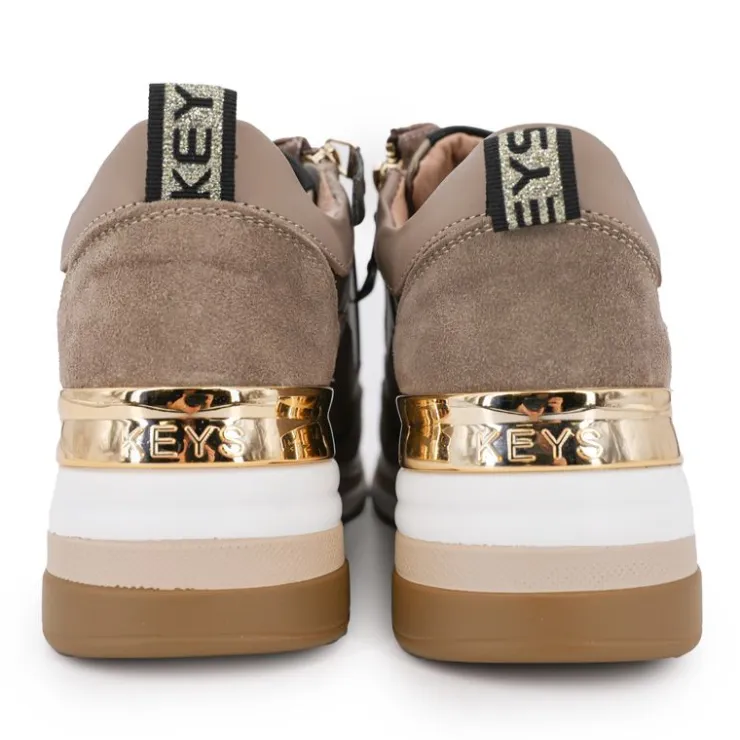 KEYS Baskets cuir compensées semelle contrastée Femme MARRON CLAIR Sale