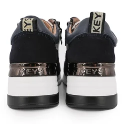 KEYS Baskets cuir compensées semelle contrastée Femme BLEU FONCE Online