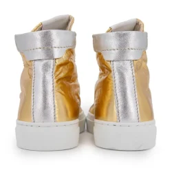 URBAN Baskets cuir montantes et argent Femme OR New