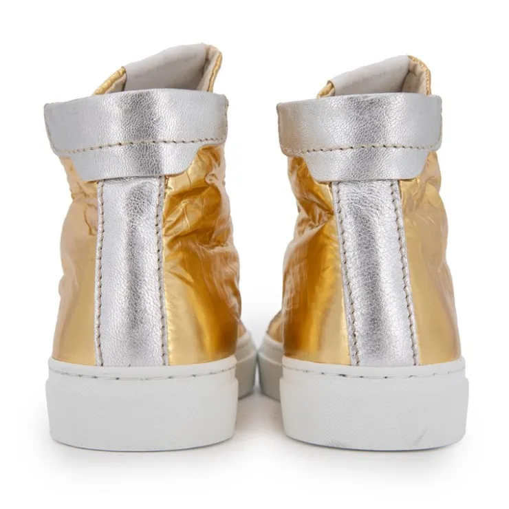 URBAN Baskets cuir montantes et argent Femme OR New