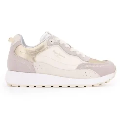 PEPE JEANS Baskets dean gold mauve semelle crantée Femme BLANC Outlet
