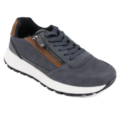 TOM TAILOR Baskets effet daim avec zips semelle blanche Homme BLEU FONCE Sale