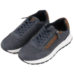 TOM TAILOR Baskets effet daim avec zips semelle blanche Homme BLEU FONCE Sale