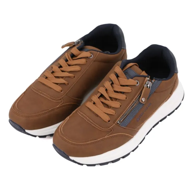 TOM TAILOR Baskets effet daim avec zips semelle blanche Homme MARRON Online