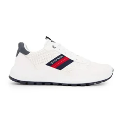 TOM TAILOR Baskets en tissu à lacets avec bandes colorées Homme BLANC