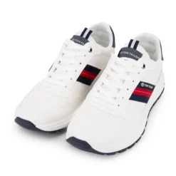 TOM TAILOR Baskets en tissu à lacets avec bandes colorées Homme BLANC