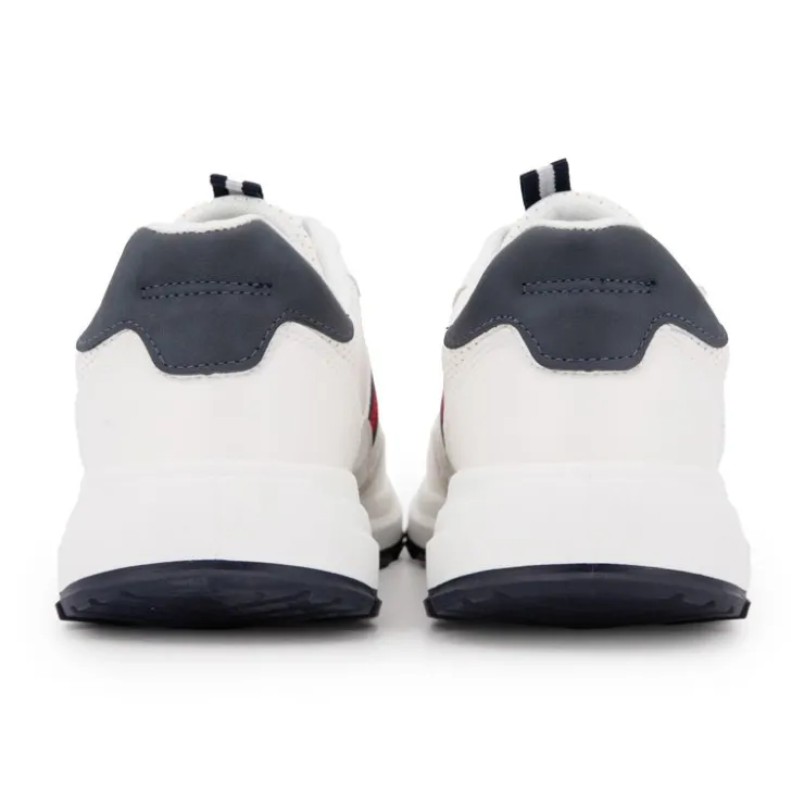 TOM TAILOR Baskets en tissu à lacets avec bandes colorées Homme BLANC