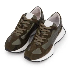 URBAN Baskets en tissu et cuir vert Femme KAKI Best