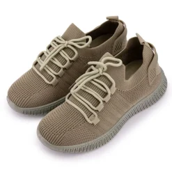 KELARA Baskets en toile à lacets Femme KAKI Sale