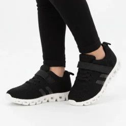 BURTON OF LONDON Baskets en toile à scratch euloge semelle design Enfant NOIR Clearance