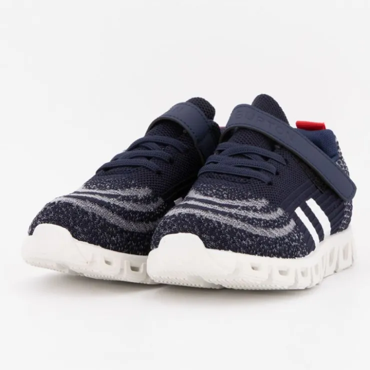 BURTON OF LONDON Baskets en toile à scratch euloge semelle design Enfant BLEU FONCE Best