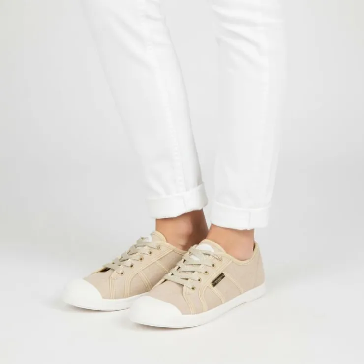LES TROPEZIENNES PAR M.BELARBI Baskets en toile cloruni couleur sable lacets blancs Femme BEIGE Sale