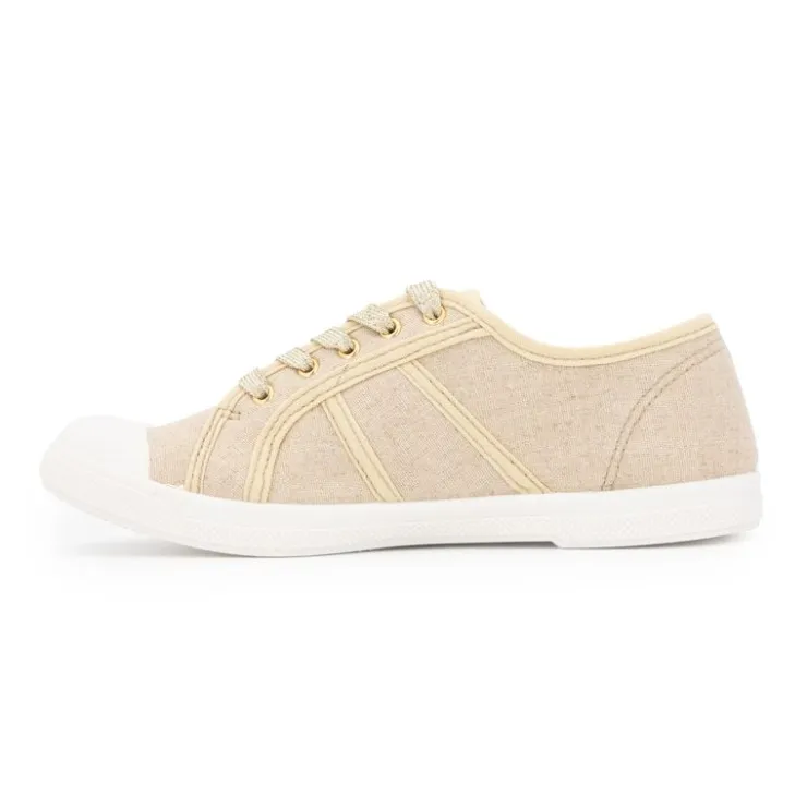 LES TROPEZIENNES PAR M.BELARBI Baskets en toile cloruni couleur sable lacets blancs Femme BEIGE Sale