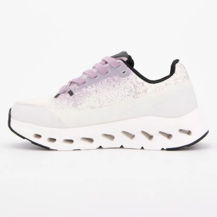 AMERICAN COLLEGE Baskets en toile imprimé avec lacets Femme BLANC ECRU