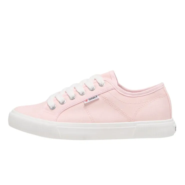 ONLY Baskets en toile nicola à lacets blancs Femme ROSE Sale