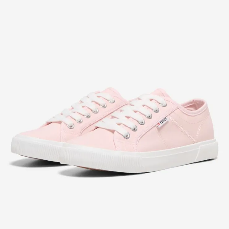 ONLY Baskets en toile nicola à lacets blancs Femme ROSE Sale