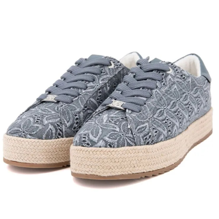 TOM TAILOR Baskets espadrille avec broderie fleurs Femme GRIS Sale