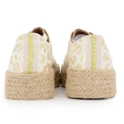 LES TROPEZIENNES PAR M.BELARBI Baskets espadrille mode cosmic léopard à lacets Femme BLANC ECRU Hot
