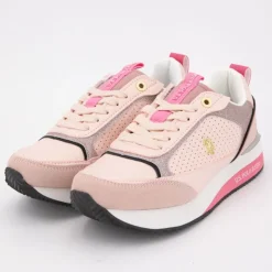 US POLO Baskets full semelle épaisse logo gold Femme ROSE New