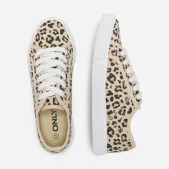 ONLY Baskets imprimé léopard nicola cream coton Femme BEIGE Outlet