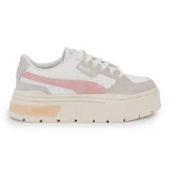 PUMA Baskets Mayze Thrifted en cuir effet daim Femme BLANC New