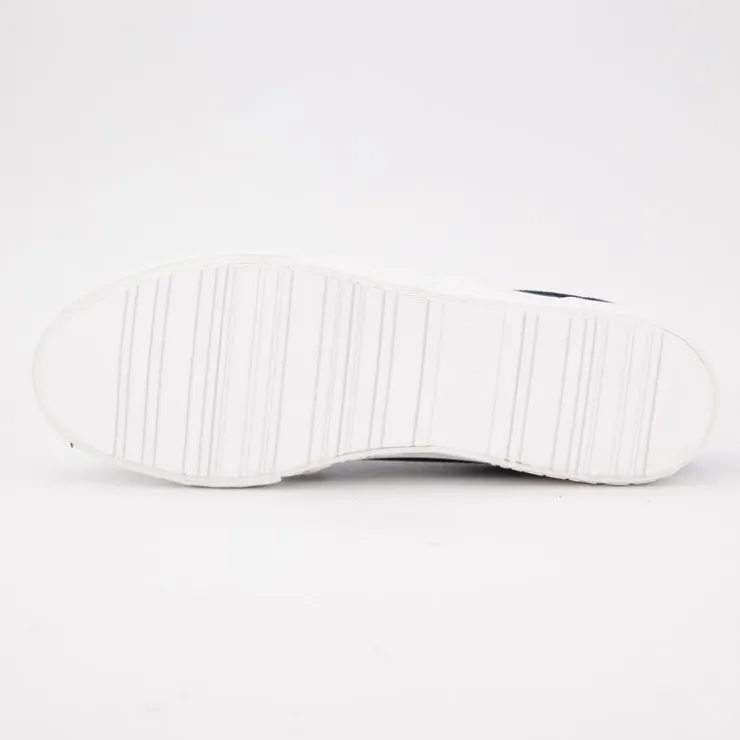 US POLO Baskets mediaval en toile avec lacets à rayures Homme BLANC