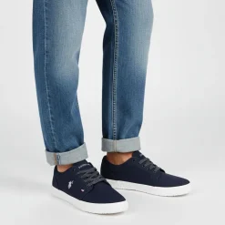 US POLO Baskets mediaval en toile avec lacets à rayures Homme BLEU FONCE