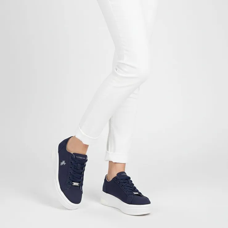 US POLO Baskets mediaval toile blue asuka Femme BLEU FONCE Discount