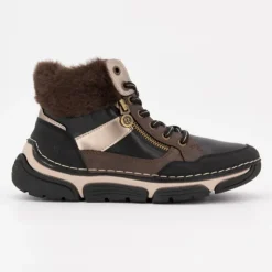 ROMIKA Baskets montantes à lacets black mokka fausse fourrure Femme NOIR Outlet