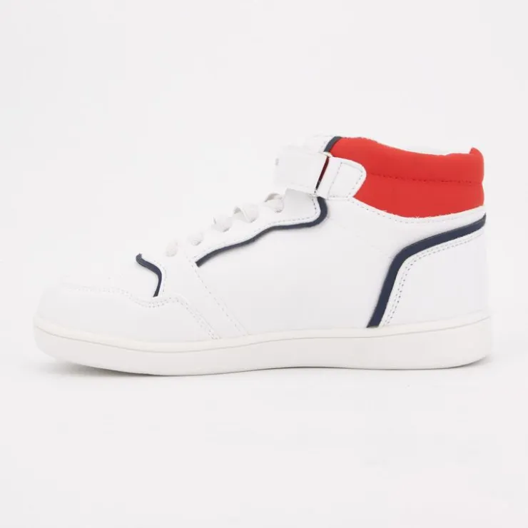 AMERICAN COLLEGE Baskets montantes avec lacets new york cheval brodé coloré Enfant BLANC New