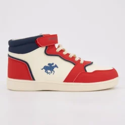 AMERICAN COLLEGE Baskets montantes avec lacets new york cheval brodé coloré Enfant ROUGE New