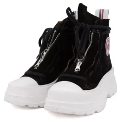 ICECOOL SAINT TROPEZ Baskets montantes cuir semelle épaisse blanc Femme NOIR