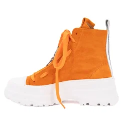 ICECOOL SAINT TROPEZ Baskets montantes cuir semelle épaisse blanc Femme ORANGE New